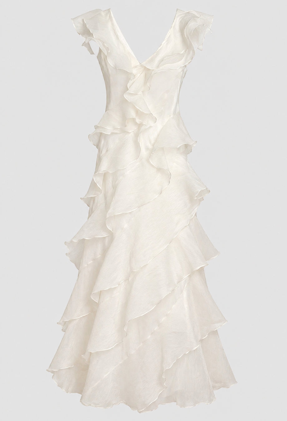 Malila Layered Ruffle Maxi Dress White