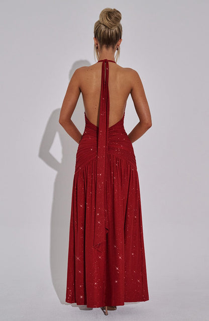 Melania Maxi Dress Red Sparkle