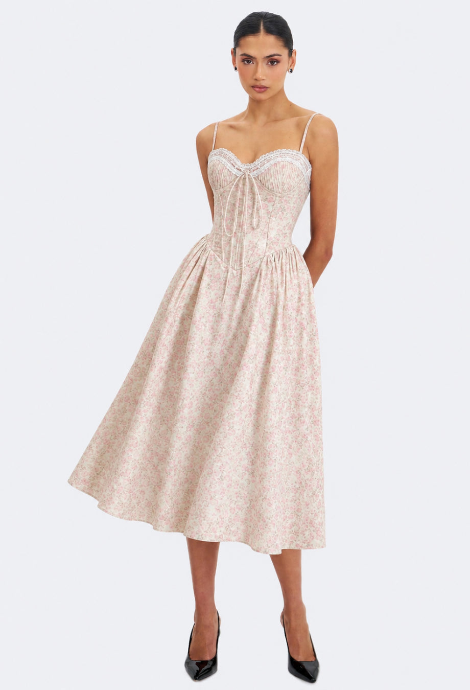 Melody Floral Midi Dress Pink