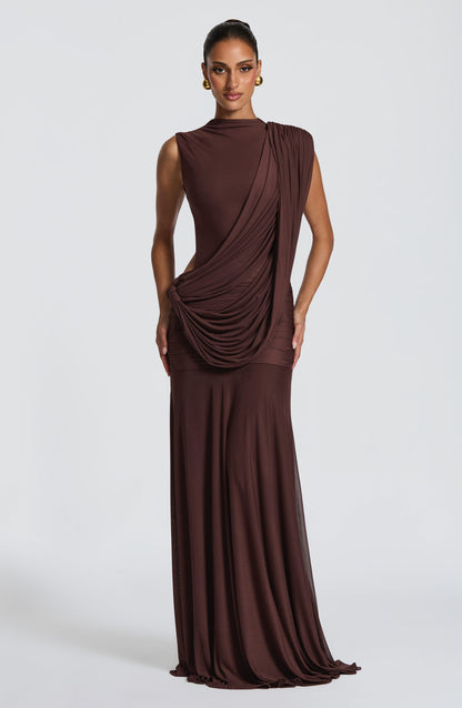 Mireya Maxi Dress Plum Brown