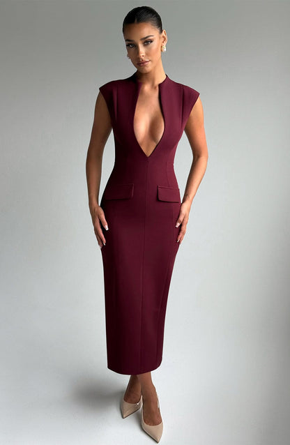 Nellie Midi Dress Cherry Lacquer