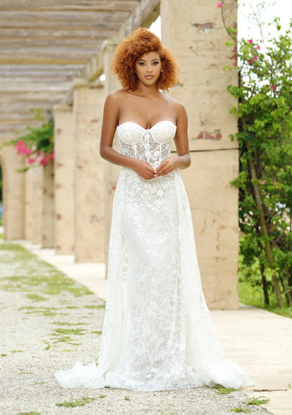 Nova Gown White GLITTER FITTED GOWN AND OVERSKIRT