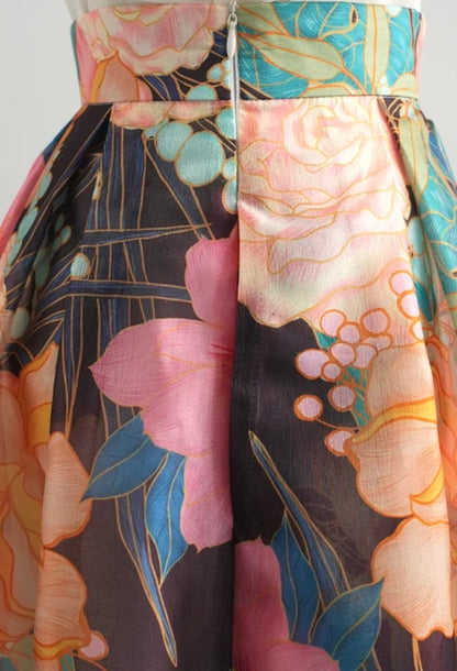 Ottie Vintage Floral Maxi Skirt