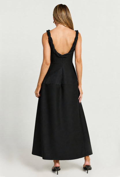 Paloma Twist Strap Midi Dress Black