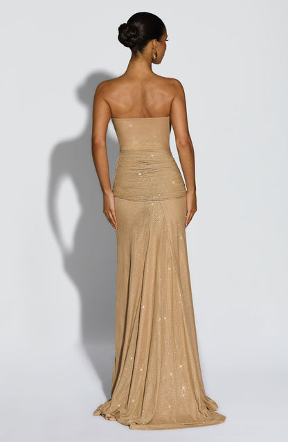 Paula Maxi Dress Gold Sparkle