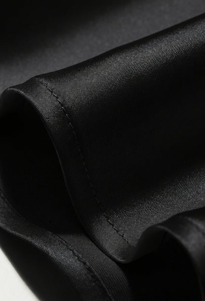 Prescott Black Satin Midi Dress