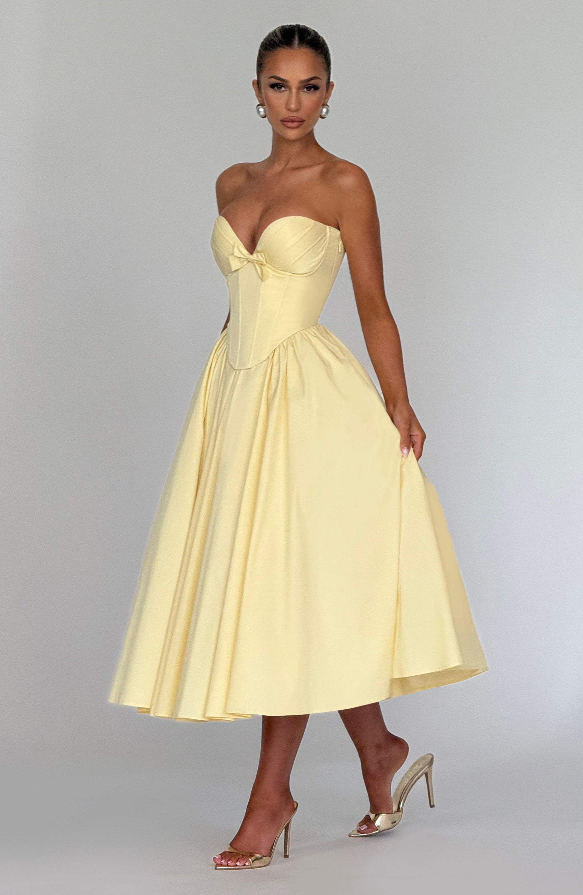 Prim Midi Dress Lemon