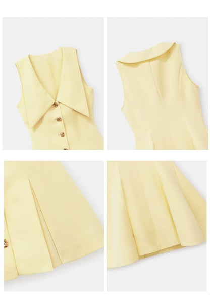 Light Yellow Cinched A- Mini Dress