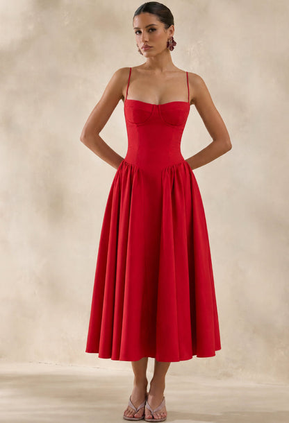 Seraphina Midi Dress Red