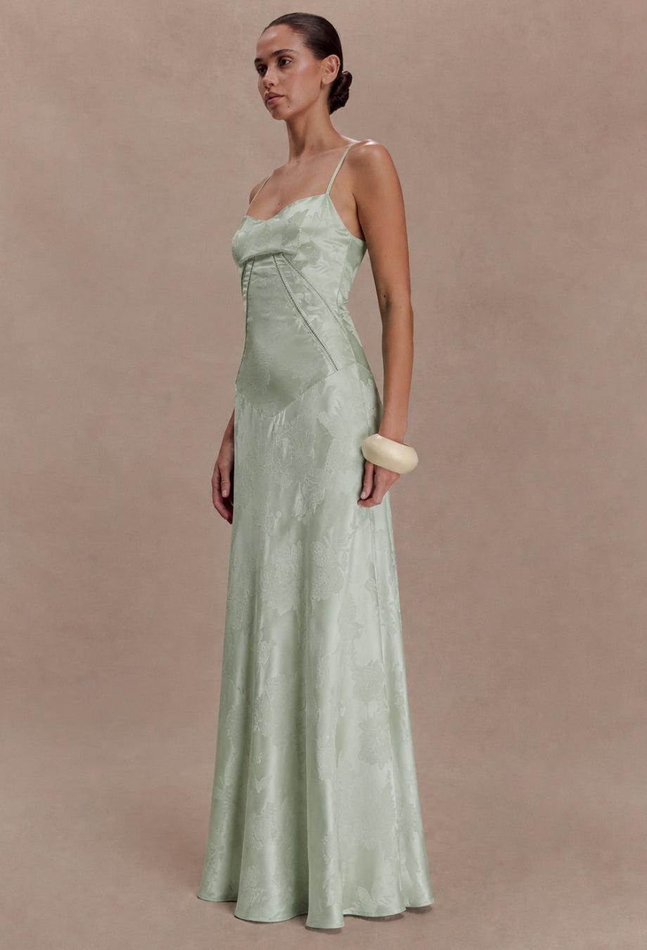 Seren Vintage Floral Maxi Dress Pistachio Green