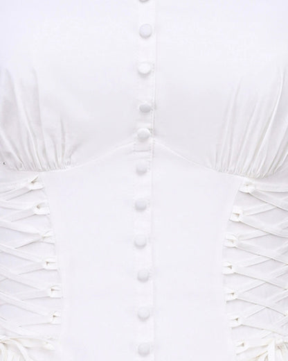 Sienna Cotton Midi Dress Ivory