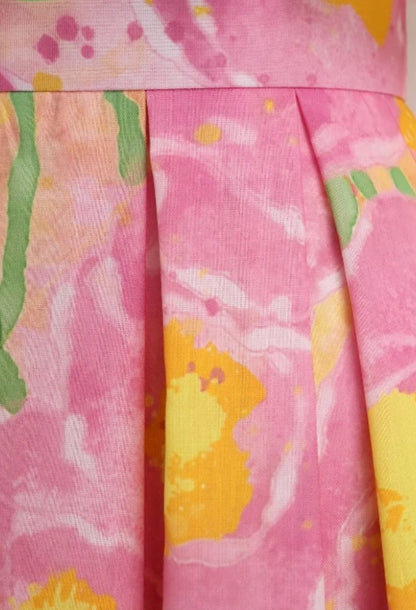 Sydni Pink Vintage Floral Midi Skirt