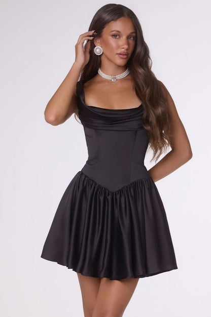 Allie Mini Dress Lace Up Satin Cocktail Dress