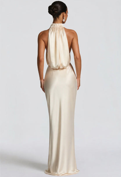 Thalassa Halter Neck Maxi Dress Champagne
