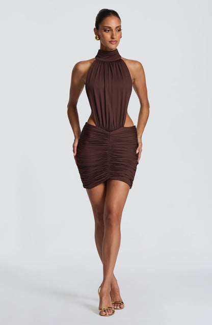 Thekla Mini Dress Plum Brown