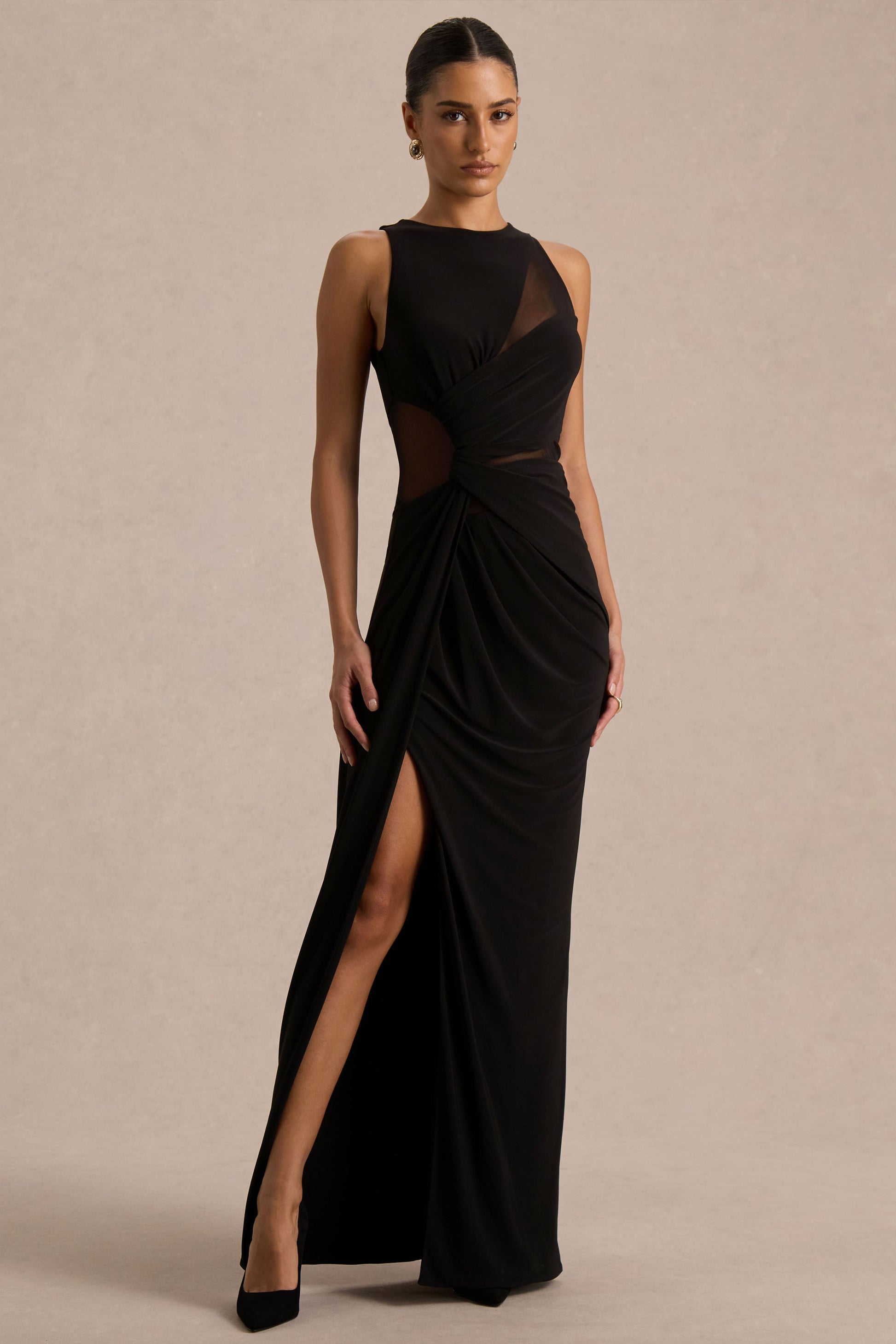 Opaline | Black Crew-Neck Maxi Dress