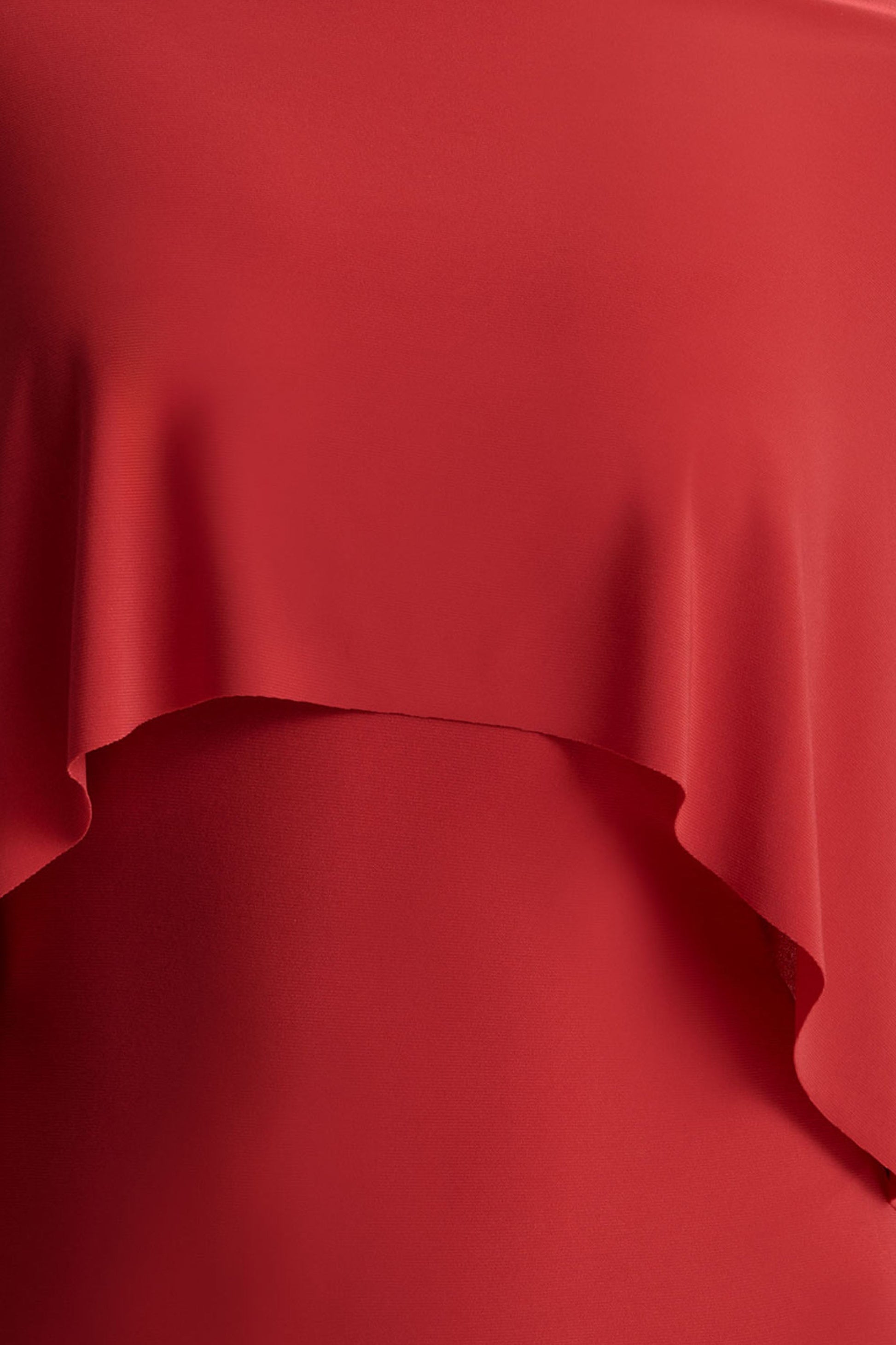 Kalani | Red Crew-Neck Midi Dress With Cape-Sleeves
