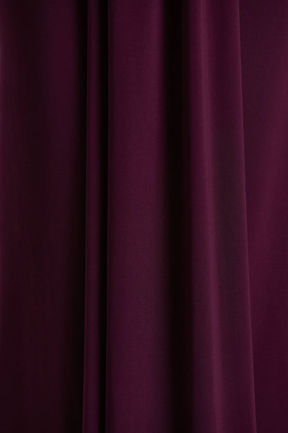 Flashy | Burgundy Plunge-Neck Maxi Dress With Ruched Detailing