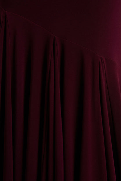 Zya | Dark Plum Asymmetric-Neck Fishtail Maxi Dress