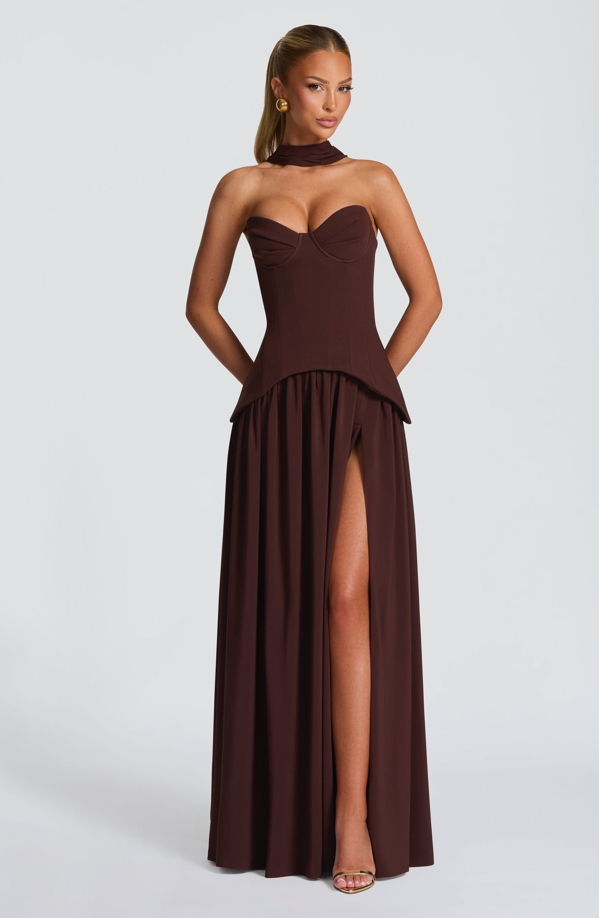 Vietta Maxi Dress Plum Brown