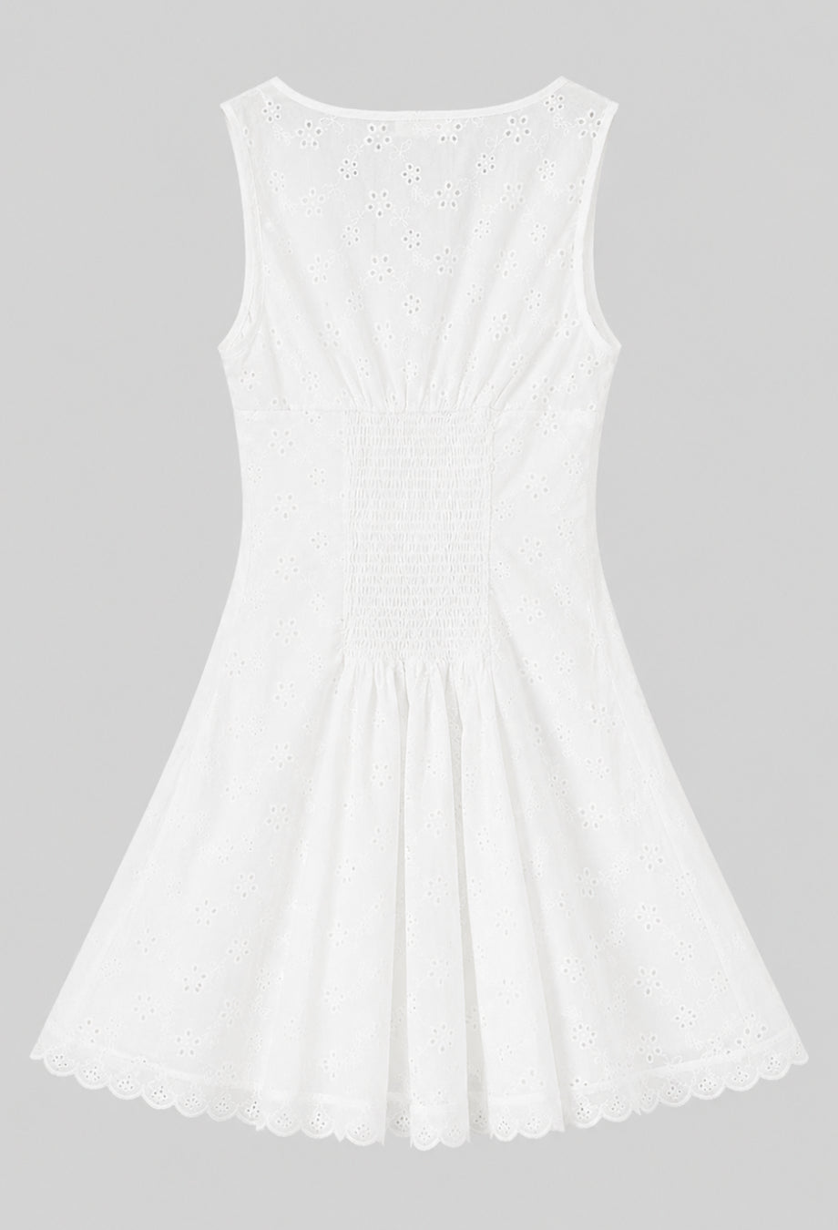 White Floral Embroidered Mini Dress