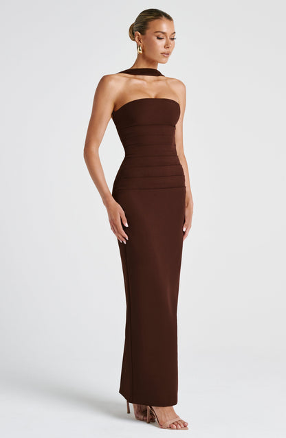 Yulia Maxi Dress Plum Brown